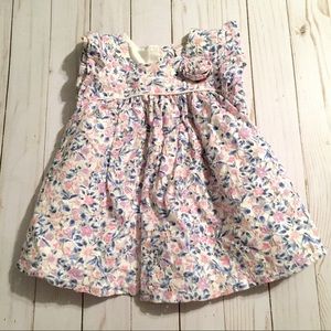 Blue Pink White Floral Baby Girl Party Event Dress
